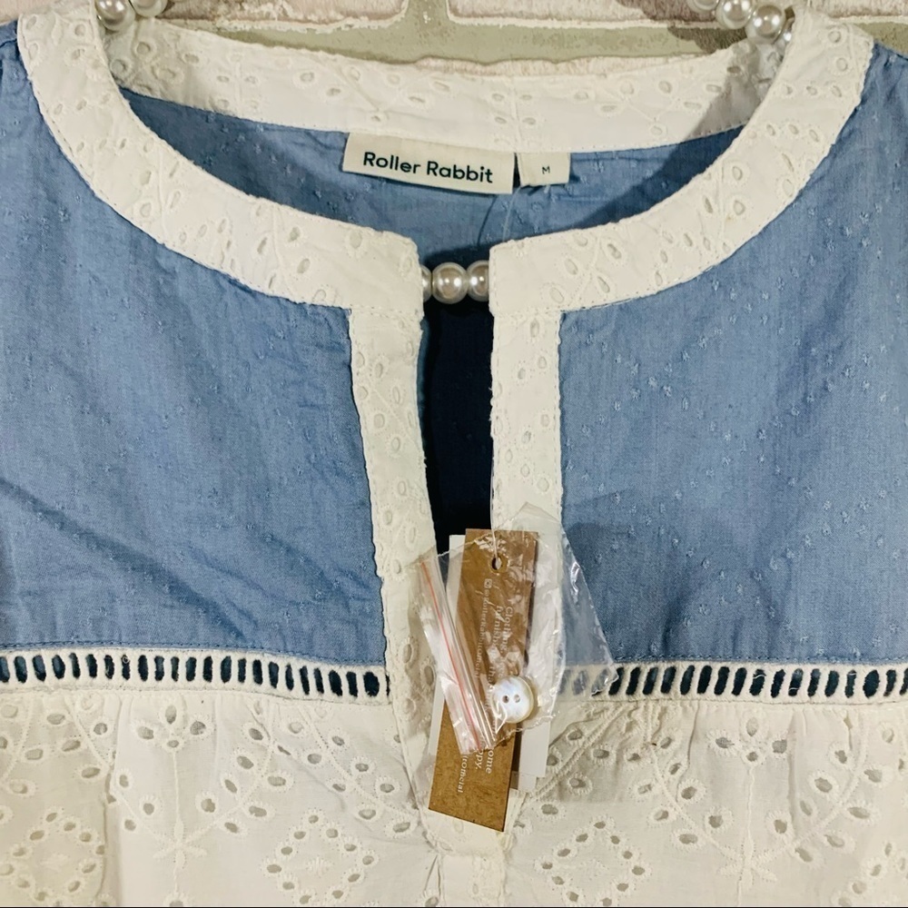 Roller Rabbit NWT Pamela Aster Eyelet Shift Dress Size M - Picture 9 of 15